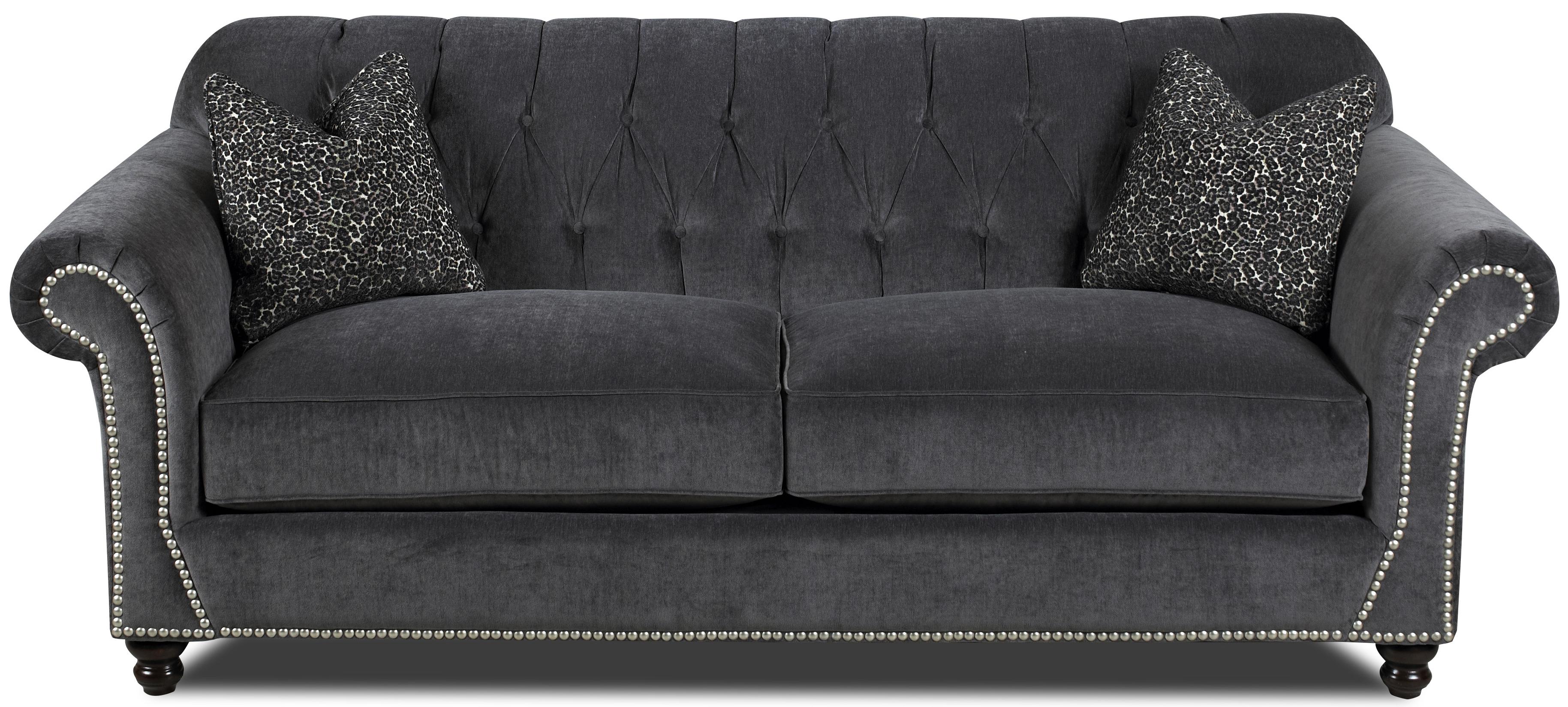 Flynn Traditional Sofa with Button Tufted Back, Rolled Arms and Throw
